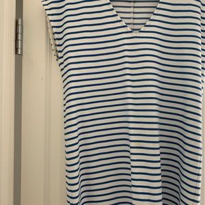 Blue and white striped dress